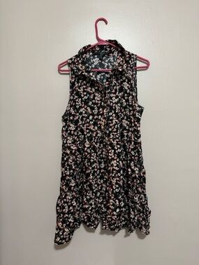 Sleeveless Black Floral Button-Front Women’s dress